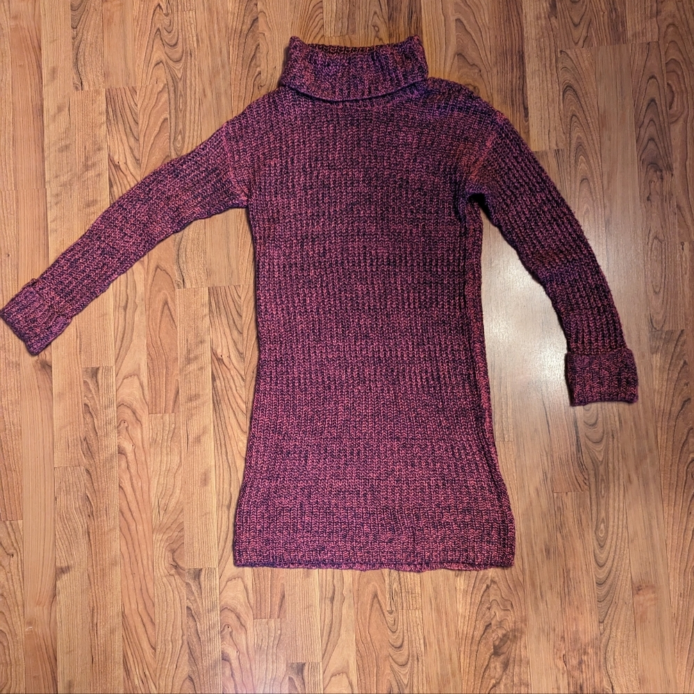 Stitchdrop Turtleneck Sweater Dress in Pink and Black, Size M